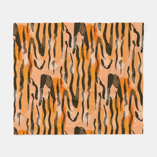 Schönes nahtloses Tigermuster, Pfirsichfarbe Fleecedecke (Vorderseite (Horizontal))