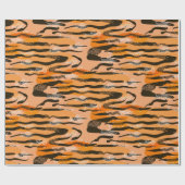 Schönes nahtloses Tigermuster, Pfirsichfarbe Geschenkpapier (Flach)