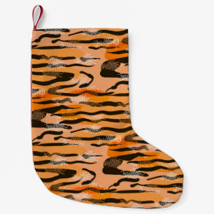 Schönes nahtloses Tigermuster, Pfirsichfarbe Kleiner Weihnachtsstrumpf