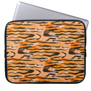 Schönes nahtloses Tigermuster, Pfirsichfarbe Laptopschutzhülle