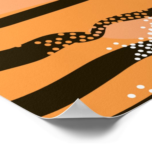 Schönes nahtloses Tigermuster, Pfirsichfarbe Poster (Ecke)