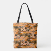 Schönes nahtloses Tigermuster, Pfirsichfarbe Tasche (Rückseite)