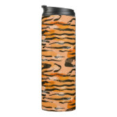 Schönes nahtloses Tigermuster, Pfirsichfarbe Thermosbecher (Nach rechts gedreht)