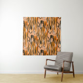 Schönes nahtloses Tigermuster, Pfirsichfarbe Wandteppich (Beispiel (Horizontal))