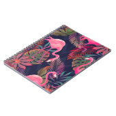 Schönes, nahtloses tropisches Muster mit rosa Flac Notizblock (Linke Seite)