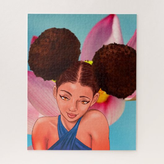 SCHÖNES NATÜRLICHES AFRO PUFF SCHWARZES MÄDCHEN PUZZLE (Vertikal)