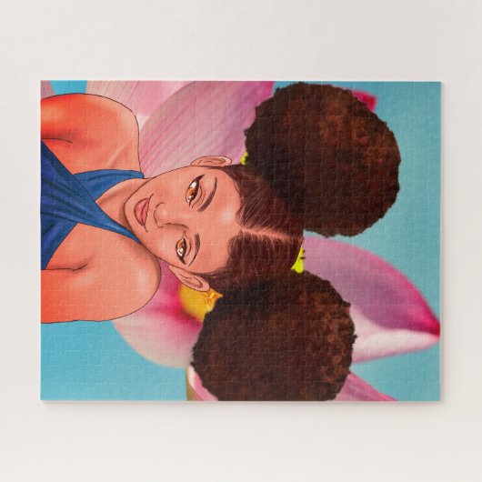 SCHÖNES NATÜRLICHES AFRO PUFF SCHWARZES MÄDCHEN PUZZLE (Horizontal)