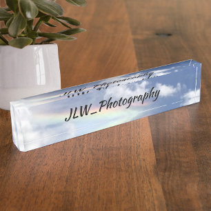 Schönes natürliches Regenbogen Blue Sky Acryl Namensplakette
