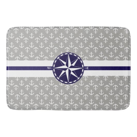 Schönes Nautic Theme Anchor Muster Badematte (Vorderseite)