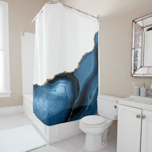 Schönes Navy mit Metallic Gold Agate Duschvorhang (Beispiel)