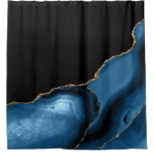 Schönes Navy mit Metallic Gold Agate Duschvorhang (Vorderseite)
