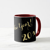 Schönes neues Jahr 2026 Schwarzer Gold Eleganter T Tasse (VorderseiteRechts)