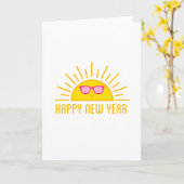 Schönes neues Jahr, lächelnde Sonne Karte (Gelbe Blume)