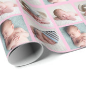 Schönes Neugeborenes Foto 4 Picture Baby Girl Pink Geschenkpapier (Rolleneckpunkt)