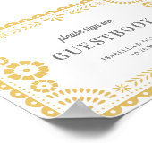 Schönes neutrales Papel Picado Wedding Gästebuchze Poster (Ecke)