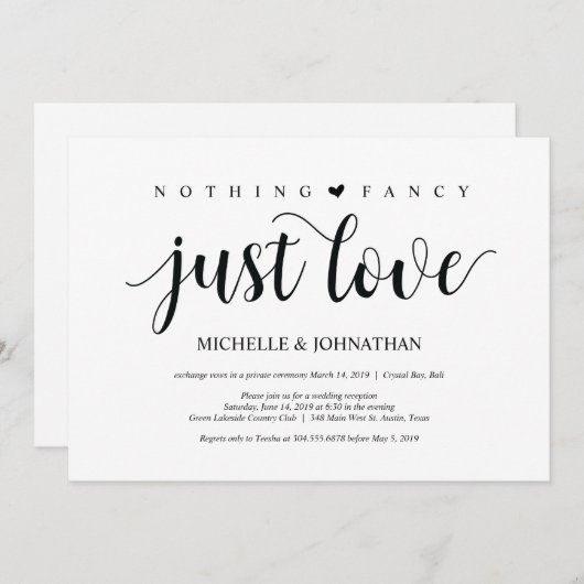 Schönes nichts extravagant, nur Liebe mit Entdecku Einladung (Vorne/Hinten)