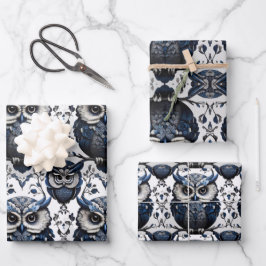 Schönes Niedliches Minimalistisches Owl Geschenkpapier Set