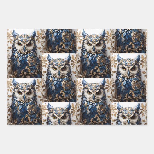 Schönes Niedliches Minimalistisches Owl Geschenkpapier Set (Vorderseite 3)