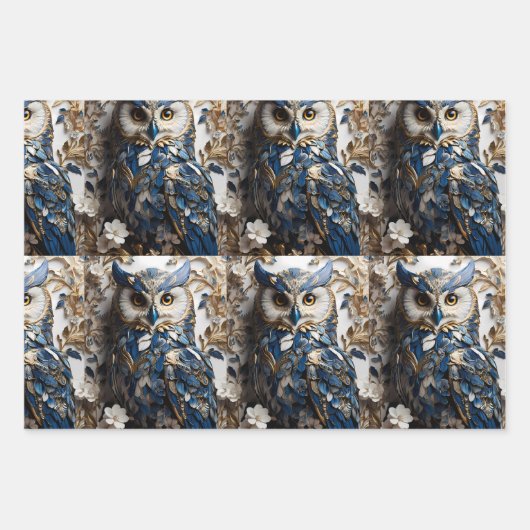 Schönes Niedliches Minimalistisches Owl Geschenkpapier Set (Vorderseite)