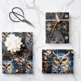 Schönes Niedliches Minimalistisches Owl Geschenkpapier Set