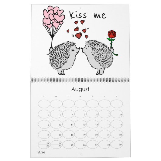 schönes niedliches Paar Igel Kalender (Aug 2026)