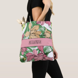 Schönes niedliches rosa und grünes blumenfreies Mo Tasche