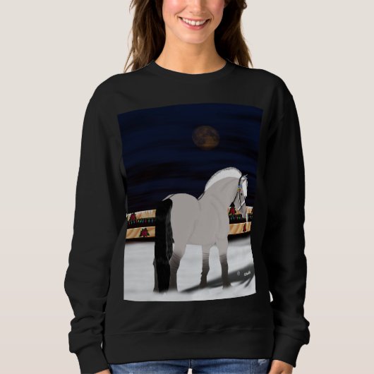 Schönes norwegisches Fjord-Pferd im Schnee Sweatshirt (Vorderseite)