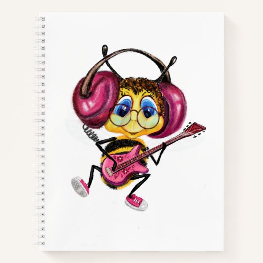 Schönes Notebook mit Gitarrenspielerin Bee Notizblock (Vorderseite)