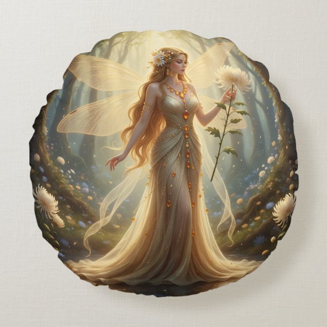 Schönes November Topaz Fairy Rundes Kissen (Vorderseite)