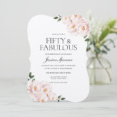 Schönes Oberröschen Rosa Elegant 50. Geburtstag Einladung (Stehend Vorderseite)