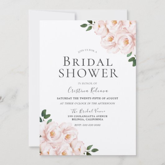 Schönes Oberröschen Rosa Elegantes Brautparty Einladung (Vorderseite)