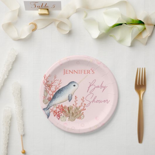 Schönes Ocean Baby Narwhal Muscheln Baby Dusche Pa Pappteller (Hochzeit)
