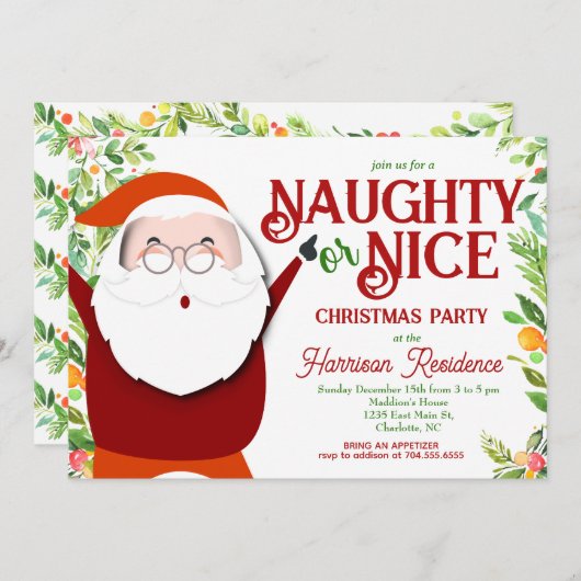 Schönes oder schönes Weihnachts-Party laden Einladung (Vorne/Hinten)