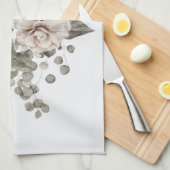 Schönes Off-White & Rote Rosen Blumenstrauß Geschirrtuch (Viertel Falte)