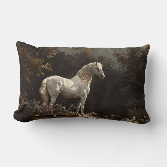 Schönes Ölgemälde aus Weißhorn Vintag Lendenkissen (Vorderseite)