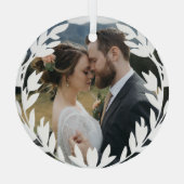 Schönes Open White Wreath Add Wedding Foto Ornament Aus Glas (Rückseite)