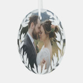 Schönes Open White Wreath Add Wedding Foto Ornament Aus Glas (Vorderseite links)
