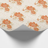 Schönes Orange Blumenpapier Geschenkpapier (Ecke)