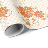 Schönes Orange Blumenpapier Geschenkpapier (Rolleneckpunkt)