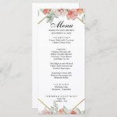 Schönes Orange Florals Menü Menükarte (Vorne/Hinten)