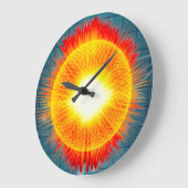 Schönes Orange Gelb und Aqua Hintergrund Große Wanduhr (Winkel)