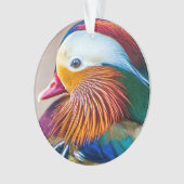 Schönes Orange & Green Mandarin Duck Portrait Ornament (Vorderseite)