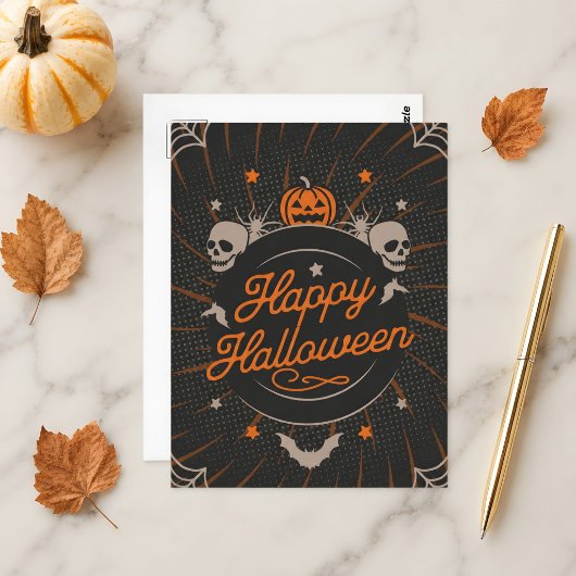 Schönes Orange Happy Halloween Postkarte