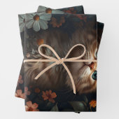 Schönes Orange Kitten mit Wildblumen Decoupage Geschenkpapier Set (Beispiel)