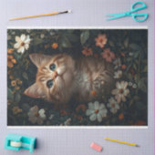 Schönes Orange Kitten mit Wildblumen Decoupage Seidenpapier (Basteln)