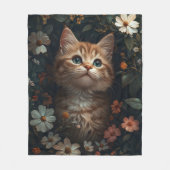 Schönes Orange Kitten mit Wildblumen Fleecedecke (Vorderseite)