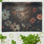Schönes Orange Kitten mit Wildblumen Geschirrtuch (Gefaltet)
