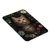 Schönes Orange Kitten mit Wildblumen Magnet (Rechte Seite)