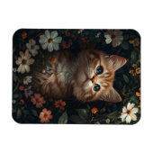 Schönes Orange Kitten mit Wildblumen Magnet (Horizontal)
