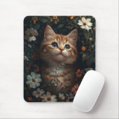 Schönes Orange Kitten mit Wildblumen Mousepad (Mit Mouse)